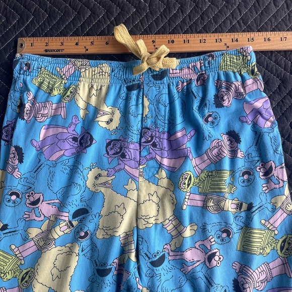 Sesame Street Pants Mens Small Blue Pull On Drawstring Sleep Lounge Big Bird - Picture 5 of 9